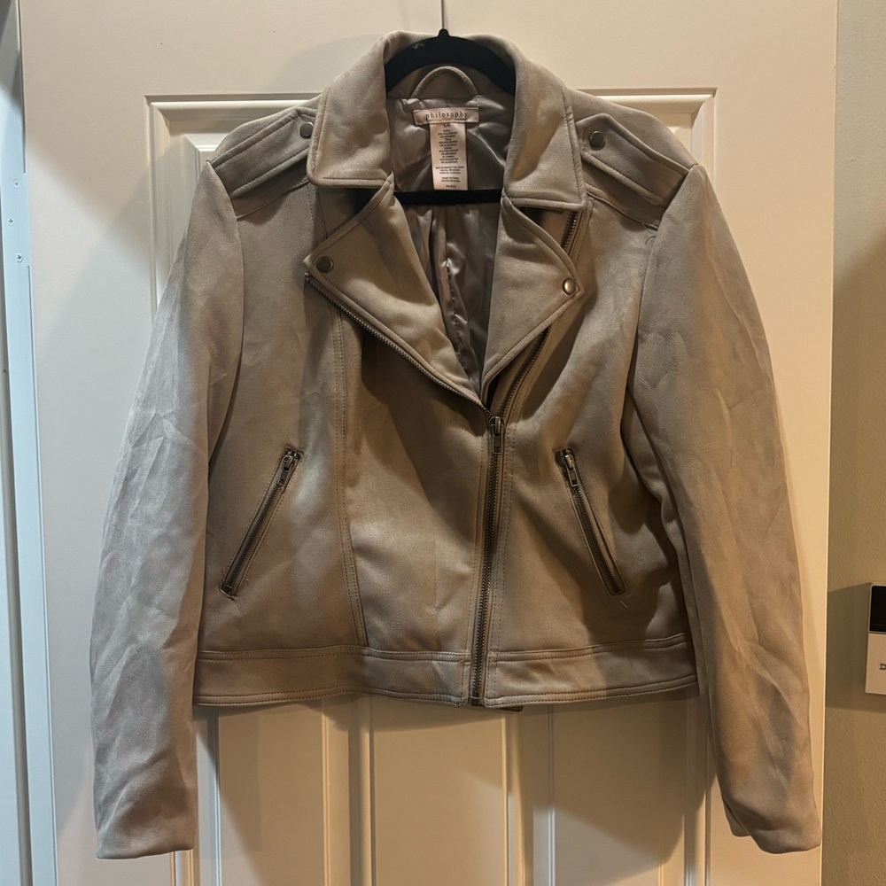 NWOT Faux Suede Motorcycle Jacket - Picture 2 of 6